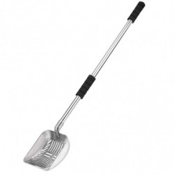 Metal Litter Scoop with Deep Shovel and Long Handle Detachable Stainless Steel Non-stick Litter Sif