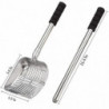 Metal Litter Scoop with Deep Shovel and Long Handle Detachable Stainless Steel Non-stick Litter Sif