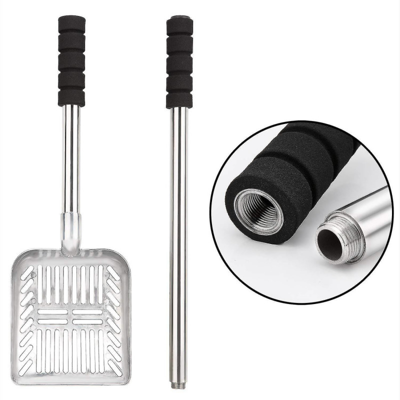 Metal Litter Scoop with Deep Shovel and Long Handle Detachable Stainless Steel Non-stick Litter Sif
