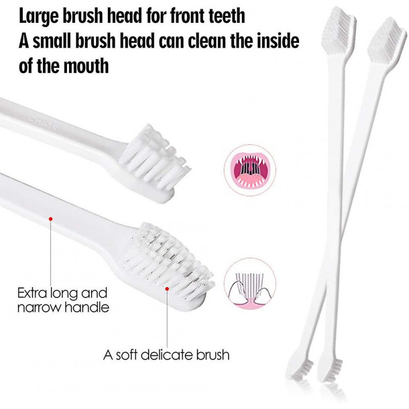 50 PCS Cat Dog Pet Toothbrush Set Double Headed Convenient Dental Finger Brushe for Easy Safe Denta