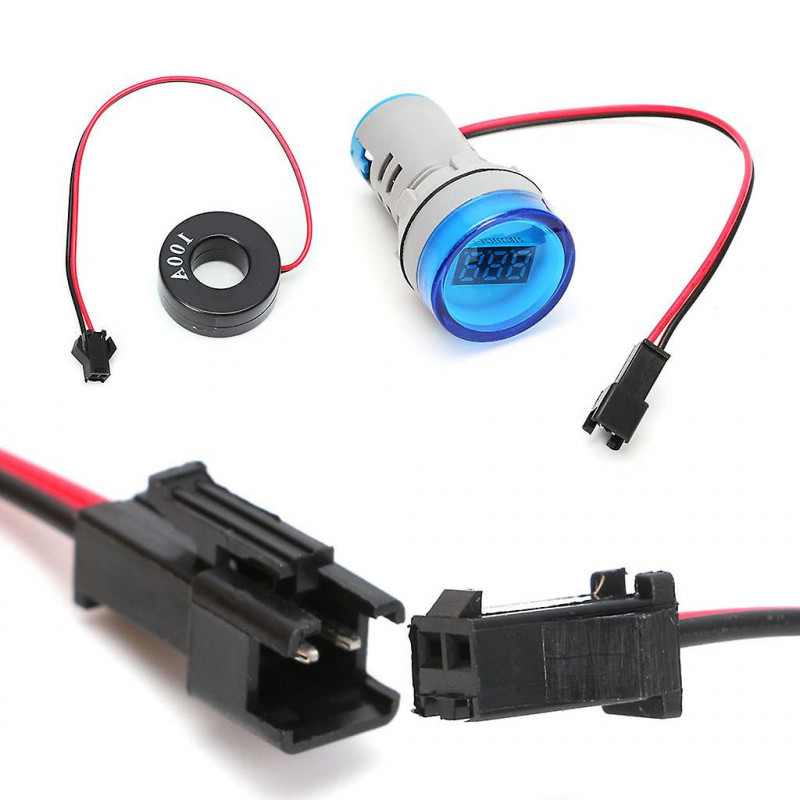 Digital Ammeter 22mm Display Monitor Current Measuring Meter Ac 220v 0-100a