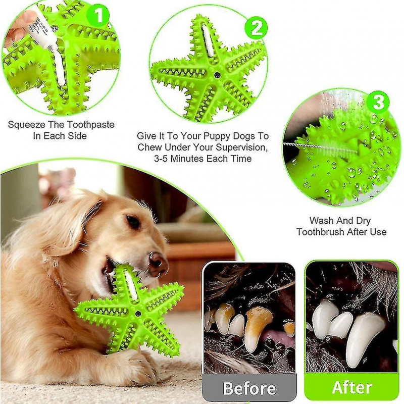 Dog Chew Toys Teeth Cleaning Toothbrush Squeaky Toy,pet Dental Oral Care Brushing Sticks(green, Medium)