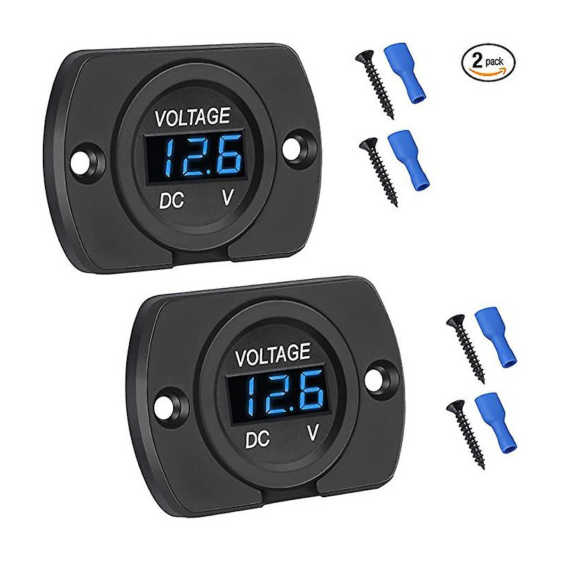 2 Pack Dc 12v 24v Waterproof Car Voltmeter Led Digital Display Panel, Round Voltage Gauge With Terminals For [...]