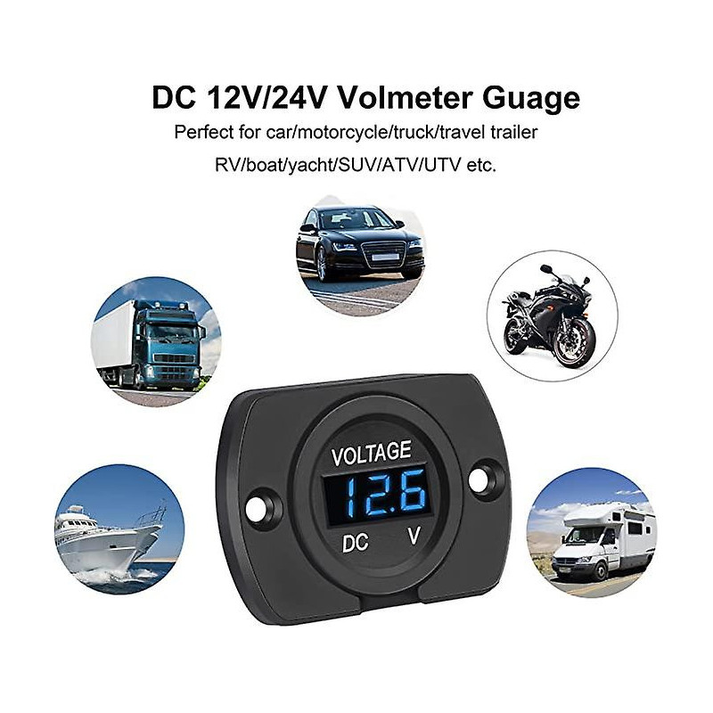 2 Pack Dc 12v 24v Waterproof Car Voltmeter Led Digital Display Panel, Round Voltage Gauge With Terminals For [...]