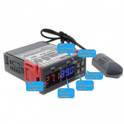 Stc-3028 Compteur d’humidité de température numérique 10a Thermostat Contrôleur d’hygromètre à double affichage (12v) Hy