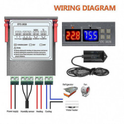 Stc-3028 Compteur d’humidité de température numérique 10a Thermostat Contrôleur d’hygromètre à double affichage (12v) Hy
