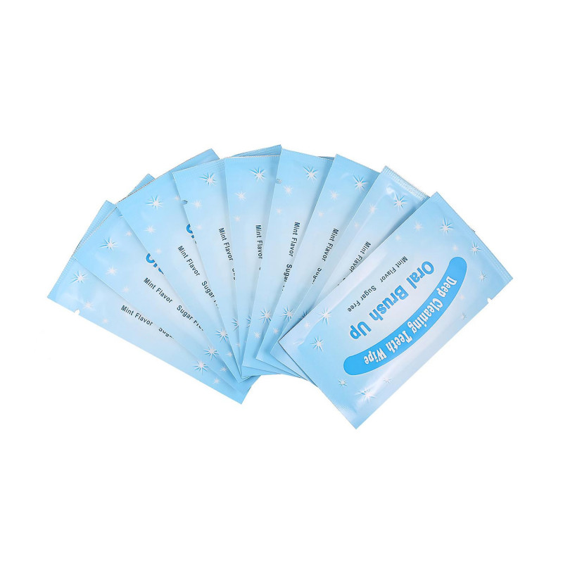 50pcs Teeth Wipes Oral Brush Ups Disposable Dental Deep Cleansing Finger Tooth Wipes Fresh Breath Mint Flavor [...]