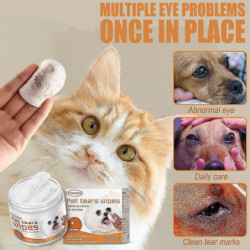 60pcs Pet Eye Wipes Cat Dog Eye Cleaner Tear Stain Remover Wipes Eye Clean Pad