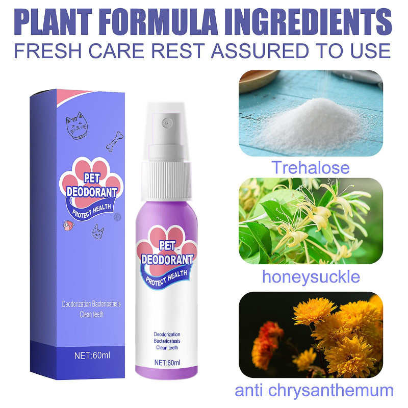 3pcs Pet Spray Dog Oral Care, Bad Breath Teeth Cleaning Breath Freshener Spray 60ml