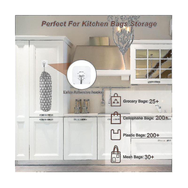 Plastic Bag Holder, Grocery Bags Holder, Wall Mount Garbage Plastic Bag Organizer