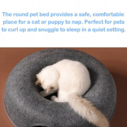 Amovible Cat Nest Rond Feutre Pet Nest Cat Tunnel Lit Semi-fermé Lavable Cat Tunnel Nest