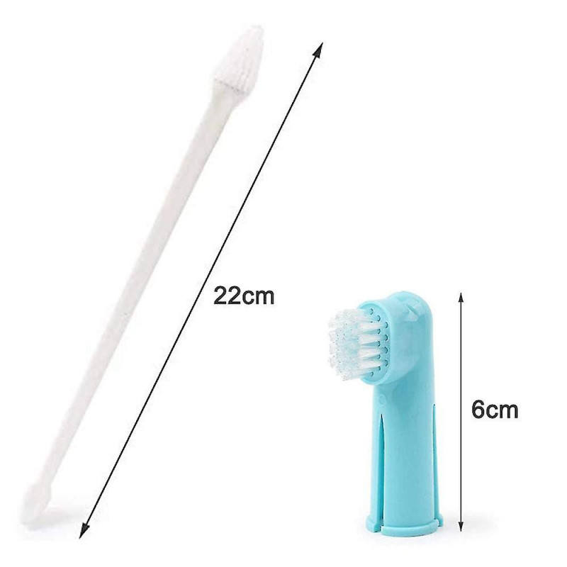 unique Dog Toothbrush Pack 1 Long Handled Dual Headed Toothbrush + 2 Dog Finger Toothbrush Kit For Dog Dental Care