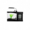 Mini Usb Desktop Aquarium Lcd Display Fish Tank Clock Led Lampe Light Black
