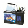 Mini Usb Desktop Aquarium Lcd Display Fish Tank Clock Led Lampe Light Black