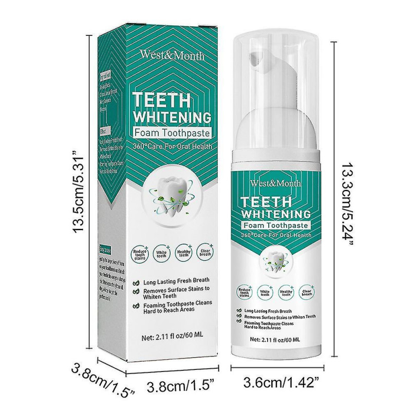 60ml Tooth Whitening Cleansing Foam Toothpaste Removal Stains Fresh Breath Oral Care