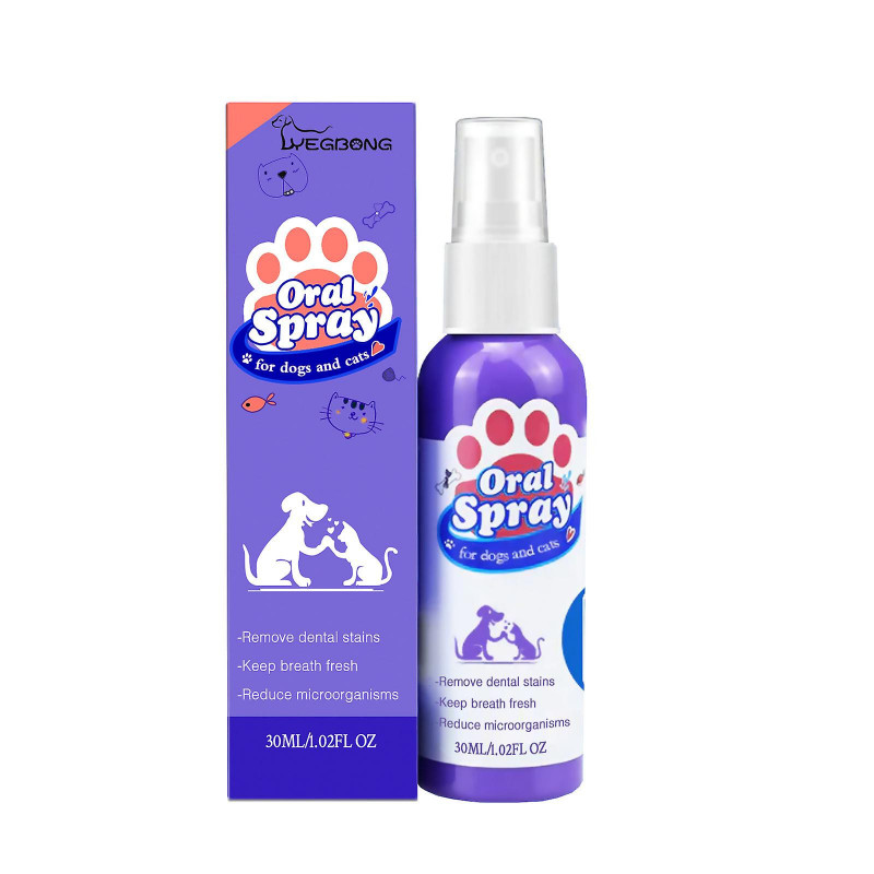 Teeth cleaning spray, breath freshening spray for cats and dogs, bad breath and odor removal oral care solution