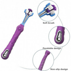 Pack Of 5 Dog Toothbrushes, Three Heads Pet Brush, For Multi-angle Oral Cleaning Of Cats And Dogs