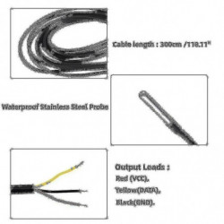 5pcs étanche Ds18b20 capteur de température, température numérique Température du câble thermique (-55- +1