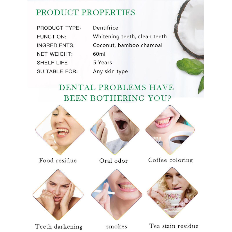 Tooth Powder Removes Yellow, Washes White, Cleans Plaque, Removes Bad Breath