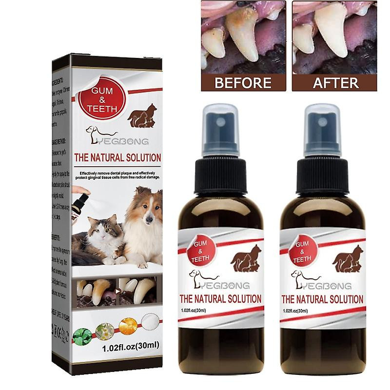 2pcs Chiens & Chats Dents Nettoyage Spray Pet Oral Propre Tartar Plaque Enlèvement