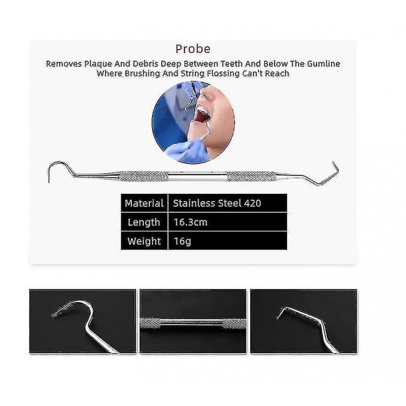 Ensemble de soins dentaires de 4, moins de décapant de tartre en acier, instrument dentaire