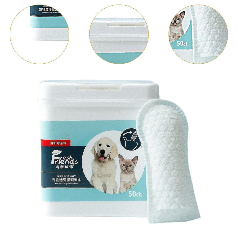 Pet Finger Wipe for Indoor Cats Clean Pet Oral Cleaning Supplies 50 Tablet