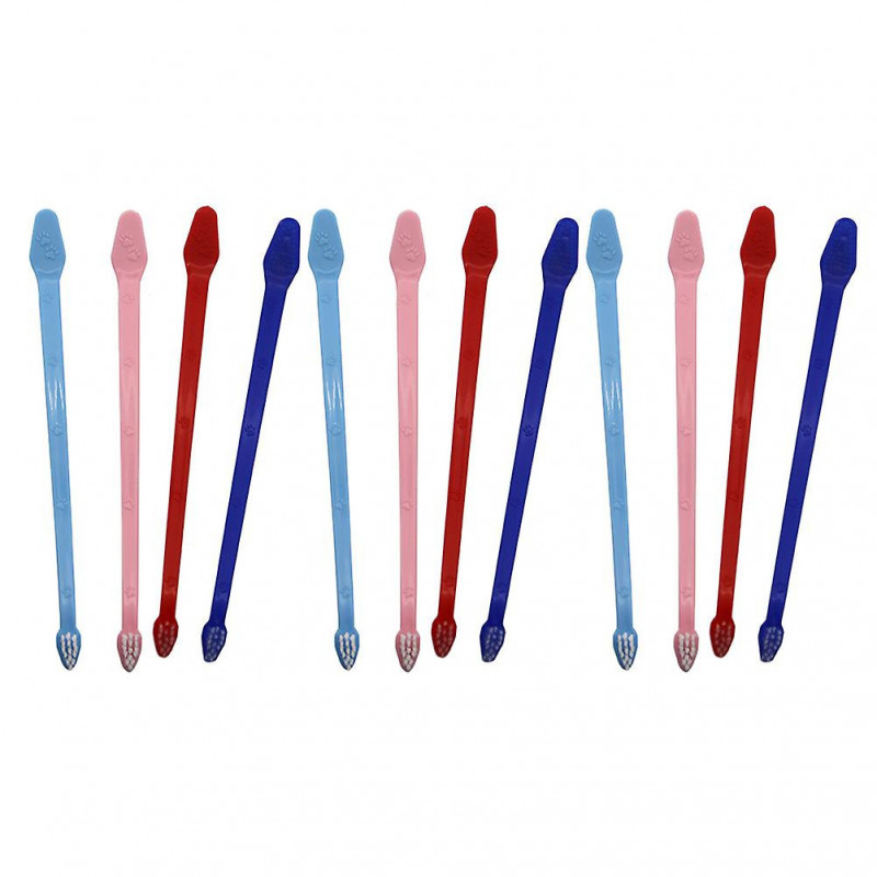 12pcs Pet Dog Dual Headed Toothbrushes Dog Tooth Gentle Dental Care Toothbrush
