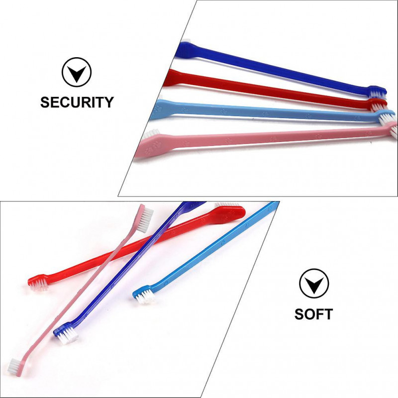 12pcs Pet Dog Dual Headed Toothbrushes Dog Tooth Gentle Dental Care Toothbrush