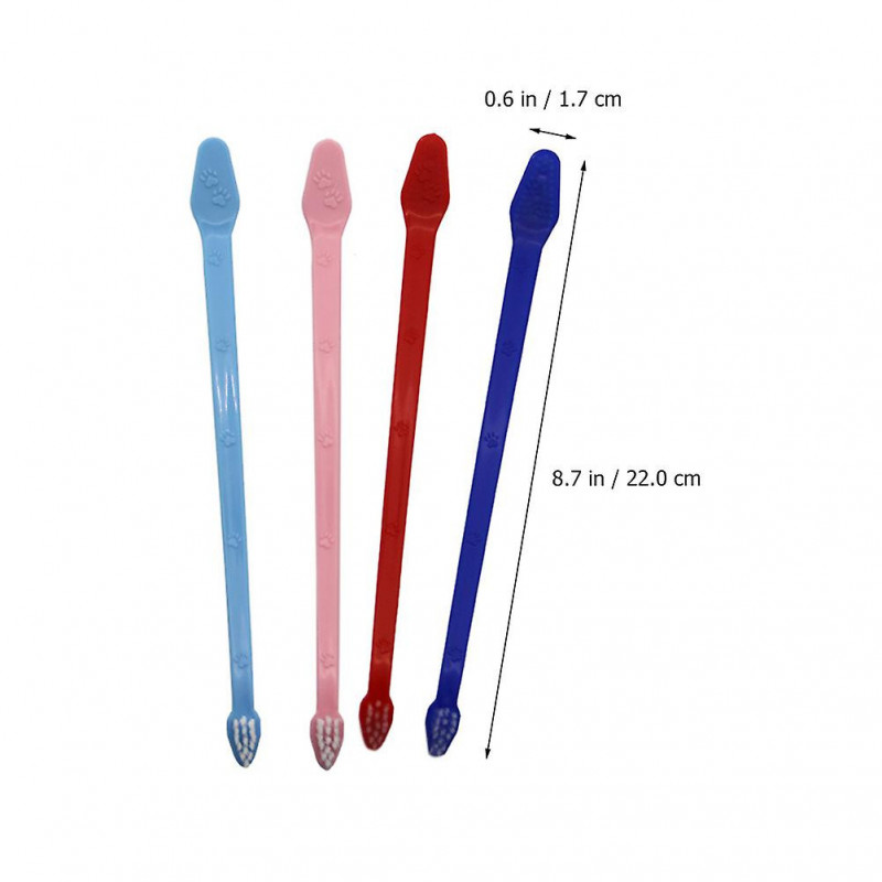 12pcs Pet Dog Dual Headed Toothbrushes Dog Tooth Gentle Dental Care Toothbrush