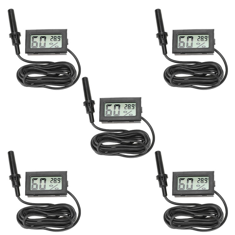 5 Pcs Terrarium Reptile Digital Temperature Gauge Mini Hygrometer Digital Temperature Meter Sensor Reptile