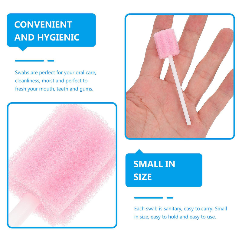 50pcs Jetable Oral Care Sponge Sticks Oral Care Products Fournitures de soins bucco-dentaires