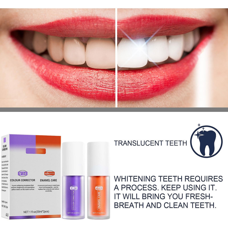 Toothpaste V34 Teeth Whitening Oral Hygiene Tooth Brighten Teeth Cleaning Stains Remover Enamel Care
