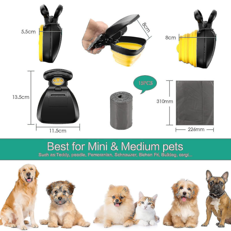 Ramassage portable des déchets d’animaux de compagnie avec distributeur de sacs