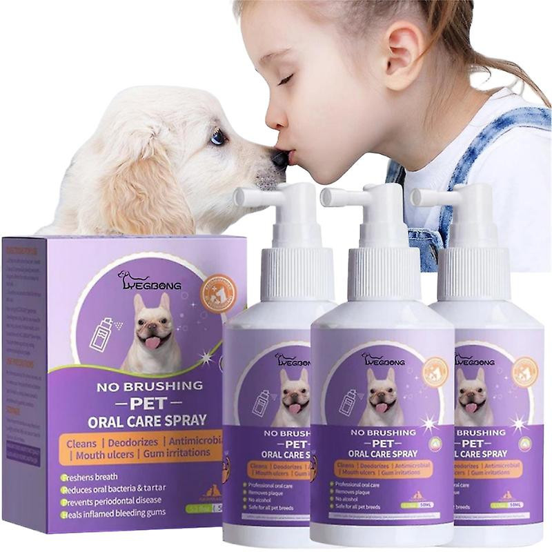 3Pack Spray Nettoyant Dents pour Chiens & Chats Pet Oral Bad Breath Plaque Remover Spray