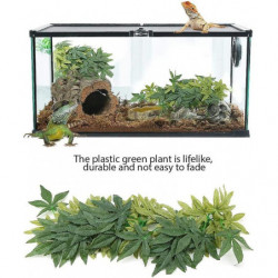 Fake Leaves Plastic Green Grass with Suction Cup for Aquarium Reptile Terrarium Habit Box (50 cm/19.69 inches)