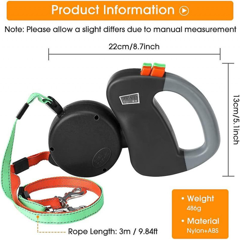 Doppelleine Hundeleine, Einziehbare Hundeleine Doppelleine Fr Zwei Hunde Hundeleine 2 Hunde Doppelleine Fr Hunde [...]