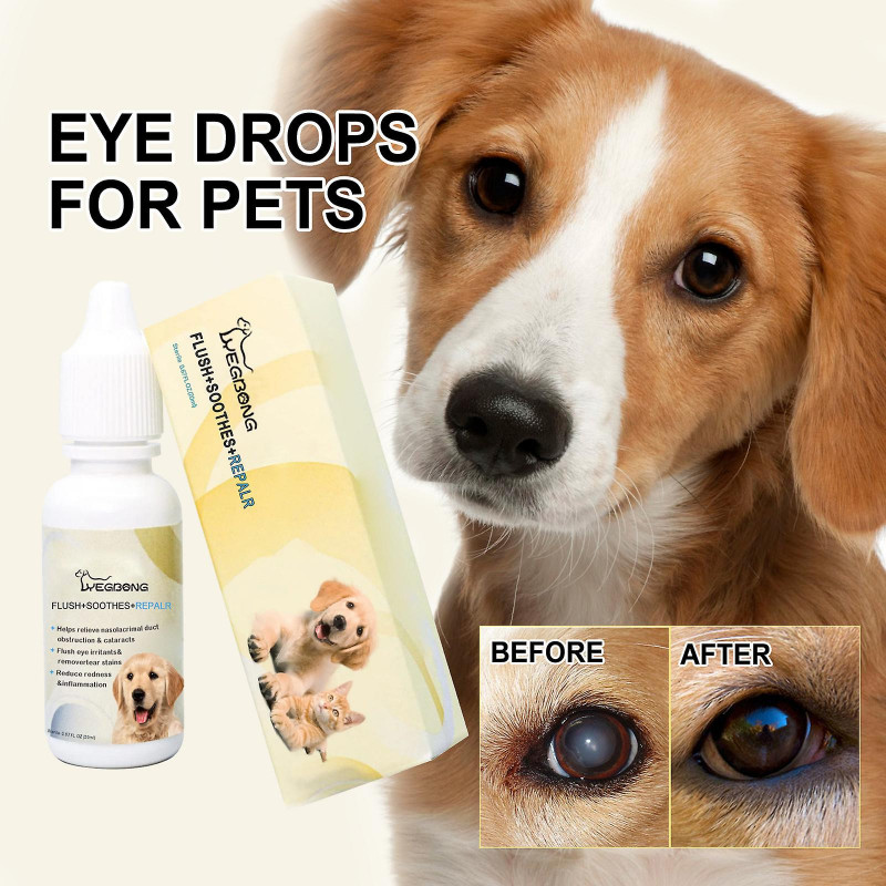 Yegbong Pet Eye Drops, Nettoyage en douceur des taches de larmes et des taches pour les yeux pour chiens et chats, [...]