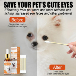 3pcs Pet Eye Wash Herbal Doux Nettoyage des yeux Chat et Chien Universal Tear Stain Remover Eye Drops