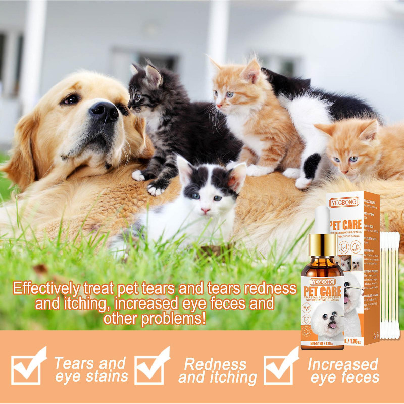 3pcs Pet Eye Wash Herbal Doux Nettoyage des yeux Chat et Chien Universal Tear Stain Remover Eye Drops