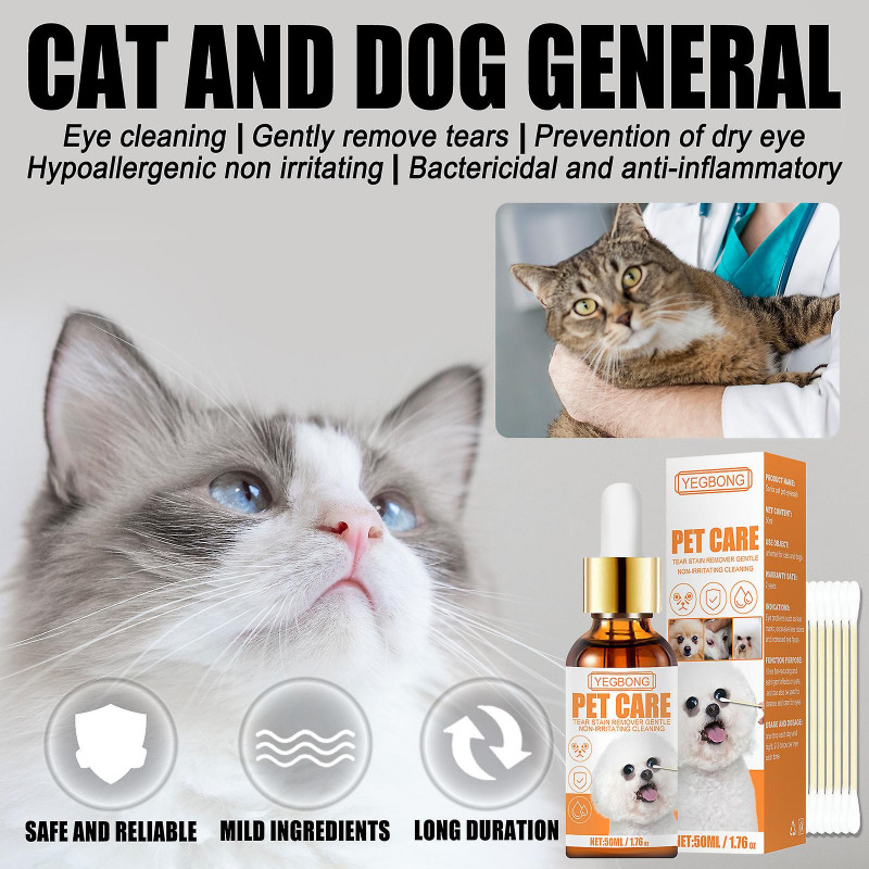 3pcs Pet Eye Wash Herbal Doux Nettoyage des yeux Chat et Chien Universal Tear Stain Remover Eye Drops
