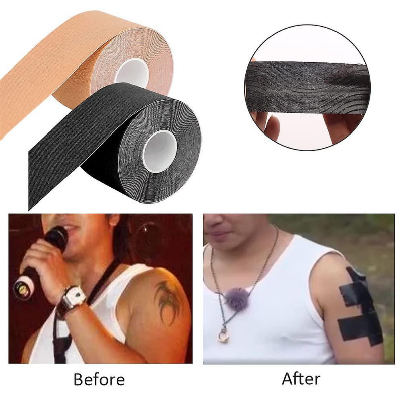 2 rouleaux ruban adhésif, noir couleur de peau Tit Tape auto-adhésif Push Up Breast Lift Tape Invisible Breast [...]