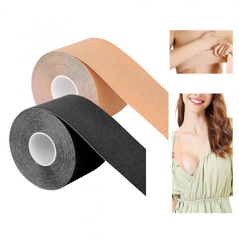 2 rouleaux ruban adhésif, noir couleur de peau Tit Tape auto-adhésif Push Up Breast Lift Tape Invisible Breast [...]