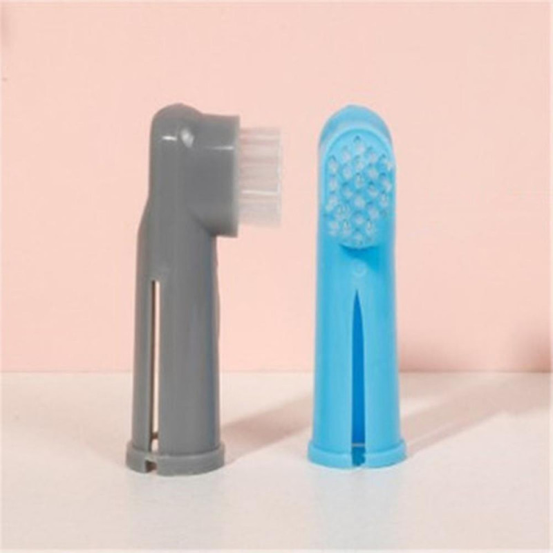 Dog Toothbrush Pack 1 Long Handled Dual Headed Toothbrush + 2 Dog Finger Toothbrush Kit For Dog Dental Care