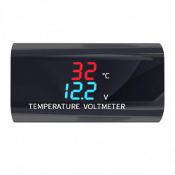 2 En 1 12v Dc Led Étanche Affichage Voltmètre Panneau Mètre Température Moniteur