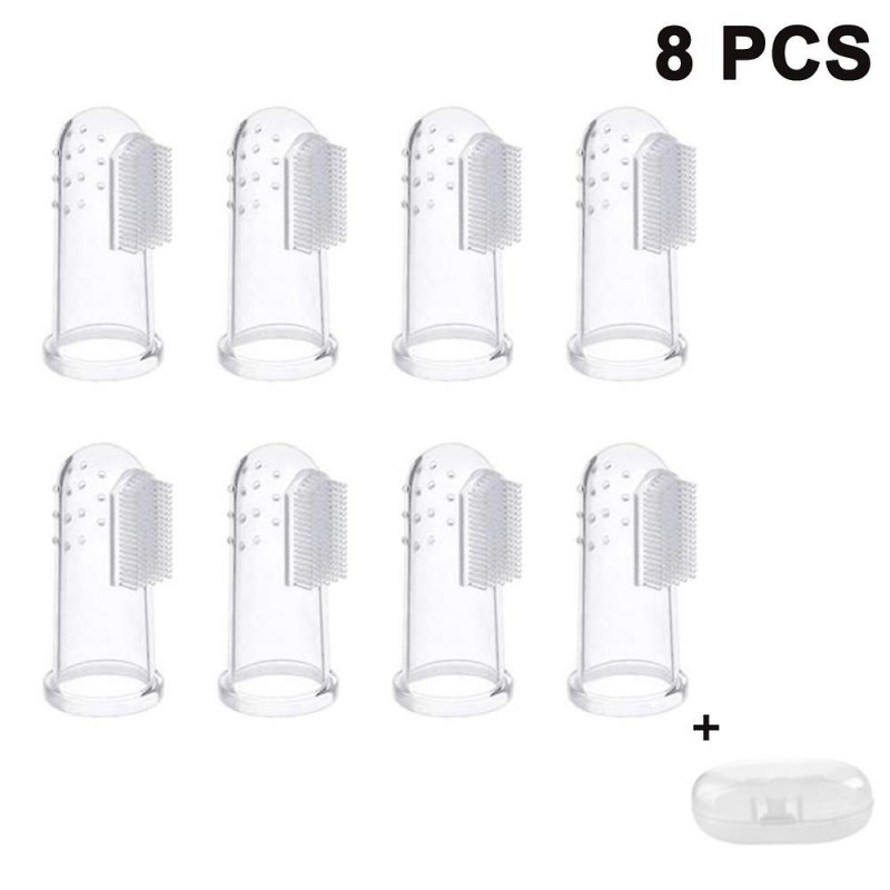 Pet Transparent Milky White Finger Toothbrush - Professional Dog Toothbrush And Cat Toothbrush Combo Set Of 8, [...]