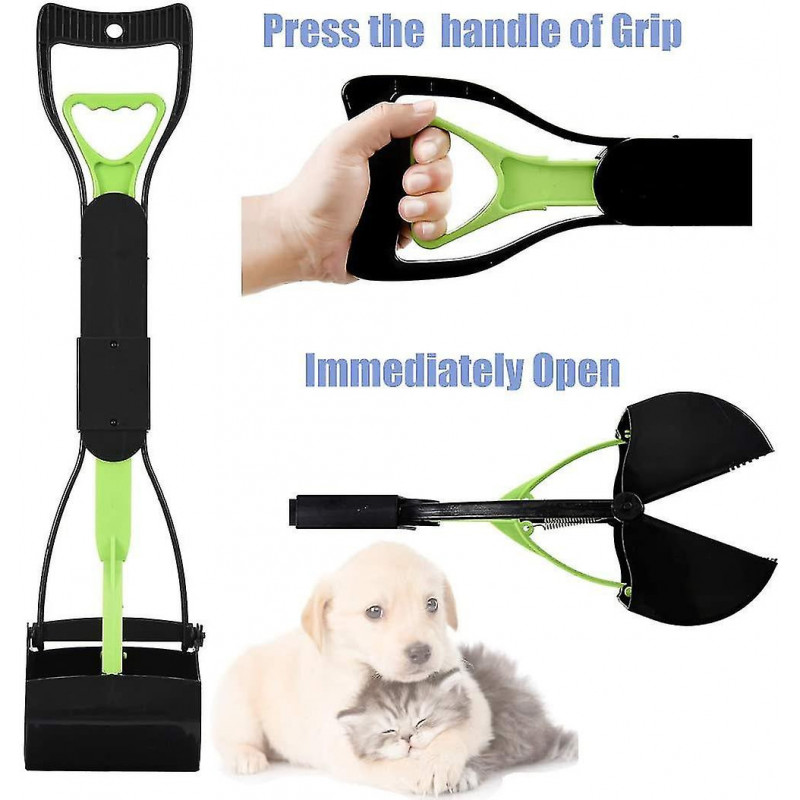 Portable Pet Pooper Scooper For Dogs - Long-handle, Foldable Design For Convenient Dog Waste Cleanup