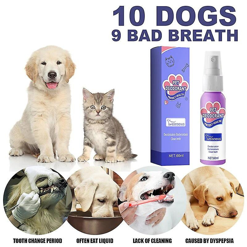 2pcs Pet Oral Cleanse Spray 60ml Dogs Cats Teeth Clean Deodorant Prevent Calculus Remove Kitten Bad Breath Pet Supplies