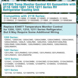 637360 Temperature Monitor Control Kit, 634677, for RV Refrigerator Cooling Unit Temperature Monitor Control Kit