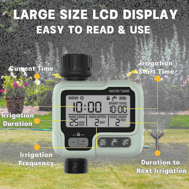 Minuterie d’arrosage minuterie d’irrigation Ipx5 Arroseur automatique manuel étanche avec grand écran LCD [...]