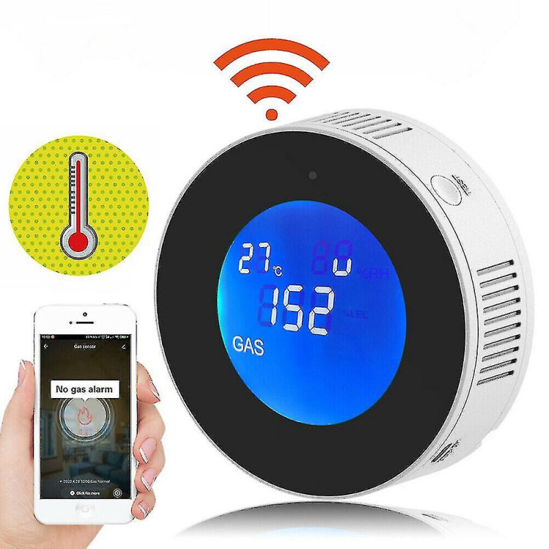Wifi Natural Gas Leak Detector Detection Alarm Gas Detector Lcd Temperature Sensor For Smart Life